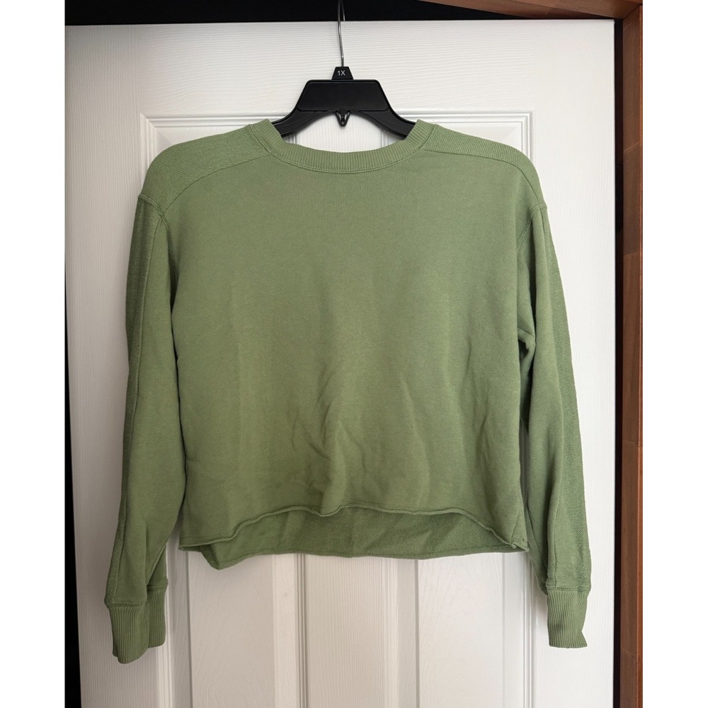 Aerie Green Cropped Pullover Sweatshirt Women's Small Long Sleeve Crewneck